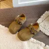 Zapatos Birkenstock retro de moda para niños, nueva colección primavera/otoño 2026, zapatos planos de cuadros con cordones para niñas, suela suave, antideslizantes, zapatos pequeños de piel