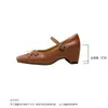 Zapatos Mary Jane cuadrados con aumento de altura de 7 cm y lazo, colección de otoño 2026 para mujer, suaves y versátiles, puntera fina, planos de suela blanda