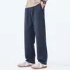 Calças Explorador Masculinas Primavera e Verão Novo Estilo Lyocell Casuais Largas Esportivas Masculinas Caimento Fluido Retas Wide-Leg Longas