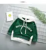Suéter de Outono para Bebê Manga Longa 1-3 Anos Meninos com Capuz 2 Peças Falsas Roupas Infantis Bebê Roupas Infantis Coreanas Hugh