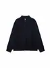 Cárdigan de Punto con Cremallera para Hombre, Primavera y Otoño, Cuello Alto, Holgado, Manga Larga, Delgado, Suéter Chaqueta de Cuello Alto