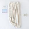 Home calças outono e inverno feminino lã coral espessado preguiçoso calças quentes flanela solta exterior usar calças de pijama amarradas no tornozelo