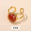 Jingdong Joyería Ágata de Cristal Anillo de Acero de Titanio Dorado de Apertura Redonda Personalidad de Niña Todo Fósforo Anillo Transfronterizo Wholesale
