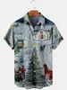Camisa Navideña Nueva Transfronteriza 2024 para Hombre Camisa Casual de Playa Hawaiana con Estampado 3D Moderna de Manga Corta