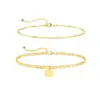Tobillera con Colgante de 26 Letras en Forma de Disco para Comercio Exterior Transfronterizo Moda Moderna Estilo Simple Casual Cadena Doble para Tobillo para Mujeres 2026