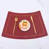 Mantel con forma de abanico estilo chino repelente al agua repelente al aceite para mesa redonda del hogar alfombrilla de aislamiento térmico de cuero mantel para comida occidental mantel para plato