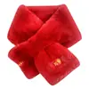 Bufanda Gruesa de Invierno Roja Festiva Imitación de Piel de Conejo Rex Bufanda Rica para Niña Cuello Cruzado Cálido