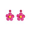 Han Chao Handmade tecido Rafi brincos de grama bonito de cor sólida brincos de flor praia férias doces brincos de cor
