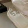 Anel Doce e Elegante para Mulheres, Simples e Brilhante, Transparente e Delicado, Anel Aberto de Luxo Leve, Anel de Dedo Indicador Estilo Floresta Tendência Estilo Ins