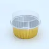 Vasos Desechables de Papel de Aluminio de Grado Alimenticio con Tapas, Vasos Desechables para Pudín, Moldes de Papel de Aluminio para Hornear Pasteles en Freidora de Aire y Horno al por Mayor