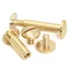 Clavos de latón de cabeza plana redonda para libros al por mayor, tornillos de bloqueo de cara redonda, remaches macho-hembra, clavos para cinturones M3, clavos macho-hembra