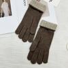 Luvas de Tricô da Moda com Tela Sensível ao Toque de Cor Sólida para Outono e Inverno, Longas sem Dedos, à Prova de Vento, Quentes e Resistentes ao Frio