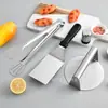 Fabricantes Pala para freír de acero inoxidable Pala para barbacoa Herramienta combinada Traje de barbacoa para exteriores BBQ Molde prensador para filete de res a la parrilla