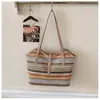 Bolsa Tecida Arco-Íris para Mulheres, Estilo Férias de Verão na Praia, Novo Modelo 2026, Bolsa Grande para o Dia a Dia, Bolsa de Palha Tote
