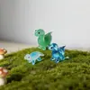 Adornos de Vidrio Zibo Mini Hechos a Mano Pequeño Dinosaurio Paisaje Micro Ecológico Decoración de Fondo para Jardín Escritorio Acuario