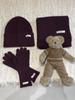 Gorro, bufanda y guantes de tres piezas de boutique para otoño e invierno, traje de punto de color sólido, bufanda cálida de ambiente rojo retro