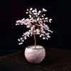 Árbol de la Fortuna de Grava de Cristal Natural con Taza Antiderrames Árbol de Amatista Rosa Adornos para Escritorio de Sala de Estar en Casa Porche Venta al por Mayor