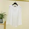 Camiseta de Manga Larga de Modal para Mujer Talla Grande Holgada de Primavera y Otoño, Delgada, Adelgazante, Cuello Redondo, Camisa Base de Color Sólido