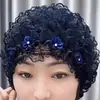 Bolsa Bordada de Flor de Cuatro Estaciones Gorro para la Cabeza Gorro Delgado de Encaje Elegante Cubre Cabello Blanco Gorro Banda para el Cabello de Casa de Moda Gorro de Flor Grande