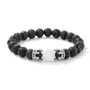 Pulsera tejida a mano con corona de lapislázuli europeo y americano de 8 mm, ágata negra, ágata roja, ojo de tigre, nicho original, venta al por mayor