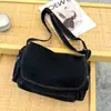 Bolso de hombro unisex de estilo coreano y japonés moderno, bolso de mezclilla lavado vintage, gran capacidad, bandolera versátil y duradero