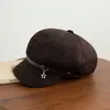 Novo chapéu octogonal retrô estilo japonês para mulheres, adequado para outono e inverno, boina versátil com circunferência de cabeça grande que faz o rosto parecer menor, chapéu de boina de jornaleiro pintor