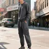 Conjunto de Sudadera con Cuello Redondo de Forro Polar Pesado para Hombre de Otoño e Invierno Transfronterizo, Mono de Sudadera Holgada Casual de Manga Larga, Set de Dos Piezas