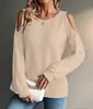 2025 Europeos y Americanos Transfronterizos Amazon Temu Otoño e Invierno Nuevas Blusas Holgadas Descubiertas de Hombro Camisetas Casuales de Manga Larga para Mujer