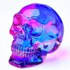 Figura de calavera de gran tamaño, figura de calavera transparente, calavera de cristal, gema, decoración de Halloween, mujer, chapada en azul y morado