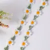 Encaje de bordado de poliéster soluble en agua de color de 2 cm, pequeño girasol, flor de ciruelo, accesorios para ropa, encaje para tela del hogar