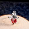 Anillo Pixiu Humano de Plata para Mujer Abierto Plata S925 Accesorios de Ropa Joyería Anillo Rojo Granate Producto Nuevo Transfronterizo