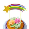 Decoração de aniversário estrela de cinco pontas arco-íris cartão para bolo bandeira de decoração situação decoração suprimentos para bolo de panificação