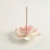 Incensário de Flor de Peônia Artesanal com Base de Flor de Cerâmica Colorida em Degradê, Ornamento de Aromaterapia para Mesa de Casa Presente
