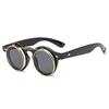 Gafas de Sol de Calle de Moda Europeas y Americanas, Gafas Decorativas Retro de Doble Capa con Tapa abatible, Gafas de Sol Redondas Punk Steam al por mayor