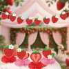 Amazon Cross-border Nova Festa de Feliz Aniversário Decoração de Banner de Bandeirinhas Florais Tema Morango de Aniversário