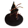 Sombrero de Bruja Maligna para Mujer Sombrero de Bruja con Volantes para Adulto Sombrero de Disfraz de Halloween Negro con Araña Sombrero de Mago