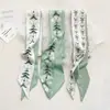 Bufanda Larga de Seda Elegante Floral para Mujer, Versátil, Coleta Floral Fresca, Accesorio para el Cabello de Cinta, Bufanda de Regalo