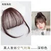 Flequillo de Aire de Cabello Real para Mujeres, Flequillo de Cabello Sintético, Postizo Invisible para la Frente, Flequillo de Aire Ultradelgado