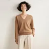 Suéter de cachemira suave de alta gama listo para usar para mujer, nueva colección otoño e invierno, cuello de color caramelo, capa base tejida de moda