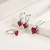 0003 Moda Europeia e Americana Anel Colar Brincos em Formato de Coração Vermelho Azul Verde Amarelo Branco Conjunto de Joias de Três Peças com Diamante de 5 Cores