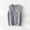 Sensación suave y esponjosa como una nubeLechoso y esponjoso~ Chaleco de punto con cuello en V de lana y cachemira para mujer, otoño 2026, top para superponer