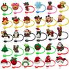 Tapa de pajita creativa con temática navideña 8/10 mm Tapón antipolvo de pajita de dibujos animados Cubierta decorativa para pajita Lista para la venta