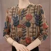 Camisa de Veludo Estampada de Manga Longa de Alta Qualidade para Outono, Camisa Casual Solta de Tamanho Grande que Cobre a Barriga e Emagrece para Usar por Cima