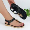 Zapatos de Verano para Mujer Tallas Grandes Sandalias Casuales Bohemias Hechos a Mano con Cuentas Versátiles Ligeros Cómodos Zapatos Planos