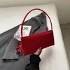 Bolso Baguette de Hombro Único de Nicho para Mujer Modelo Nuevo 2026 Gamuza Rojo Bolso de Novia Bolso de Boda Bolso Cruzado Bolso Cuadrado Pequeño
