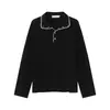 Ropa para Hombre Mtlclothes Estilo Coreano Sencillo Cosido a Mano de Moda Texturizado Cuello Polo Manga Larga Suéter de Punto Moderno