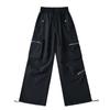 Pantalones deportivos informales de estilo americano Spice Girl, de cintura alta, con cordón y bolsillos sueltos, de pierna recta y pierna ancha, para verano