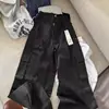 Pantalones Cargo de Bolsillo Al* en Stock con Letras Reflectantes, Pantalones Rectos Sueltos de Pierna Ancha, Casual de Cintura Alta Adelgazantes de Largo Completo