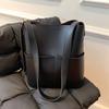 Bolso Versátil para el Trabajo y la Vida Diaria para Mujer Cuero Retro Gran Capacidad Bandolera Tipo Cubo Bolso de Estudiante para Mujer Bolso de Hombro Simple con Forma