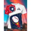 Camiseta Casual com Padrão de Baseball Masculina Esportiva Street Diária Manga Curta Impressão 3D Legal Diária Fitness Outdoor